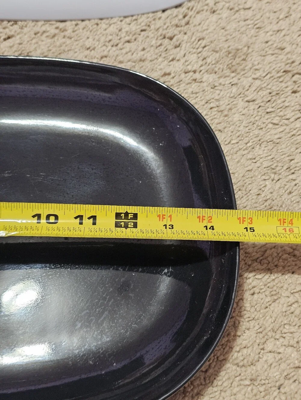 Vintage Melamine Plates Set of 2 Black & White Oval 15 in Long Dinnerware